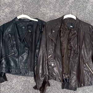 BLACK AND BROWN LEATHER JACKET DUO